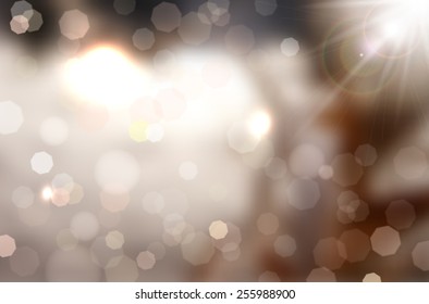 Abstract shiny background with bokeh and sunrays - vector illustration