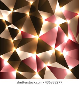 Abstract Shiny Background. Brown and red Sparkly Geometric Illustration.