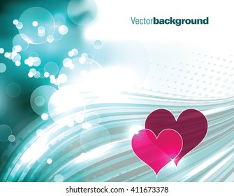 Abstract Shiny Background with Hearts.