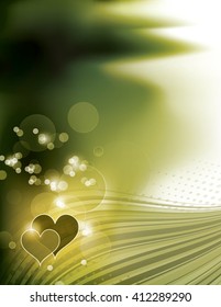 Abstract Shiny Background with Hearts.