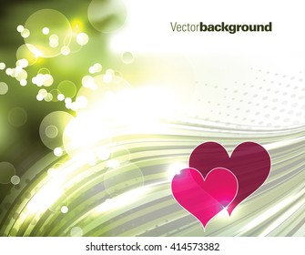 Abstract Shiny Background with Hearts.