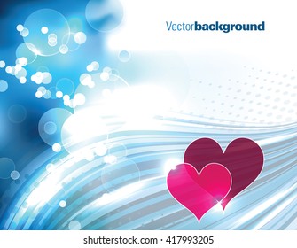 Abstract Shiny Background with Hearts.