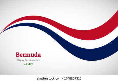 Abstract shiny Bermuda wavy flag background. Happy national day of Bermuda with classic vector illustration