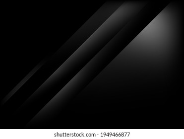 Resumen de rayas diagonales brillantes, negras y grises, con un diseño lujoso moderno y claro sobre fondo oscuro y textura. Ilustración del vector