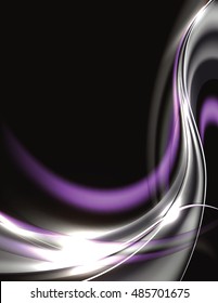 Abstract Shiny Black and Purple Wavy Background.