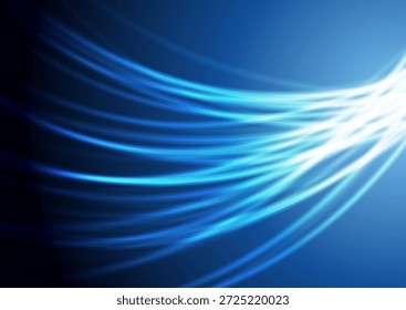 Abstrato brilhante azul suave ondas lineares suaves fundo mínimo. Vetor fluindo design curvo ondulado borrado