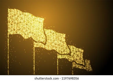 Abstract Shiny Bokeh star pattern Flag group shape gold color illustration isolated on brown gradient background with copy space, vector eps 10