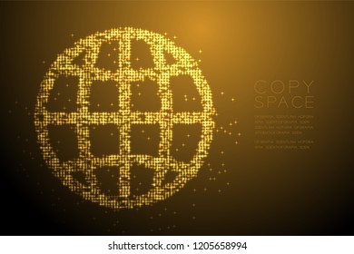 Abstract Shiny Bokeh star pattern Network icon shape, concept design gold color illustration isolated on brown gradient background with copy space, vector eps 10
