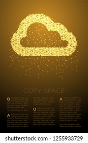 Abstract Shiny Bokeh star pattern Cloud symbol shape, Technology concept design gold color illustration isolated on brown gradient background with copy space, vector eps 10