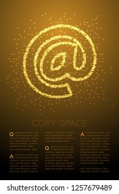 Abstract Shiny Bokeh star pattern At sign icon, Online concept design gold color illustration isolated on brown gradient background with copy space, vector eps 10