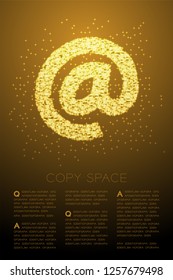 Abstract Shiny Bokeh star pattern At sign icon, Online concept design gold color illustration isolated on brown gradient background with copy space, vector eps 10