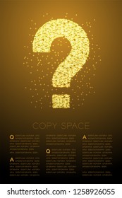 Abstract Shiny Bokeh star pattern Question mark sign icon, Doubt concept design gold color illustration isolated on brown gradient background with copy space, vector eps 10