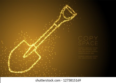 Abstract Shiny Bokeh star pattern Spade shape, Construction concept design gold color illustration isolated on brown gradient background with copy space, vector eps 10