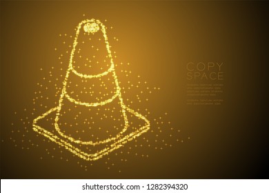 Abstract Shiny Bokeh star pattern Traffic cone, transportation equipment concept design gold color illustration isolated on brown gradient background with copy space, vector eps 10
