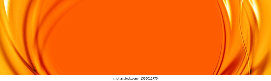 Abstract shiny bright orange waves banner design. Vector wavy web header background