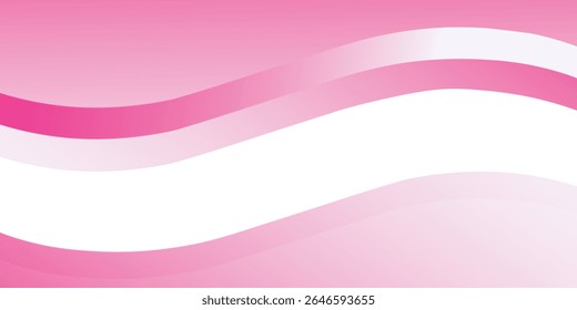 Abstract shiny bright white, pink waves banner design.