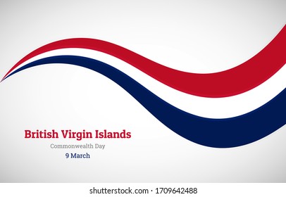 Abstract shiny British Virgin Islands wavy flag background. Happy commonwealth day of British Virgin Islands with modern vector illustration