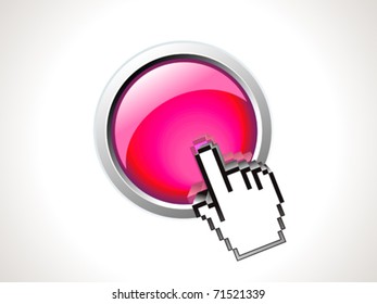 abstract shiny button with hand vector illustration