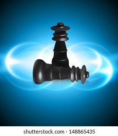 abstract shiny chess crown reflection object  blue colorful vector background