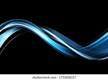 Abstract shiny color blue wave design element