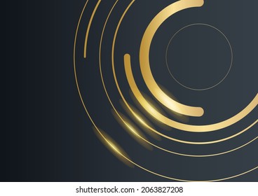 Abstract shiny color gold circle wave luxury background