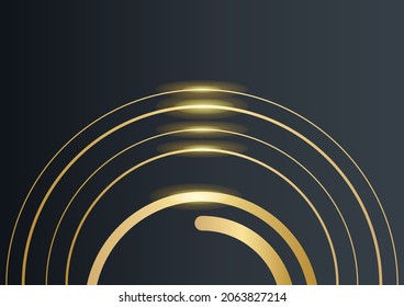 Abstract shiny color gold circle wave luxury background