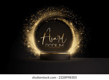 Abstract shiny color gold Circle Frame and Podium design element