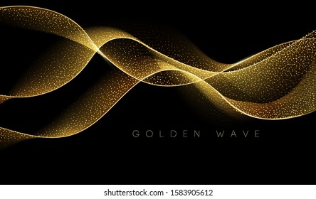 Abstract shiny color gold wave design element