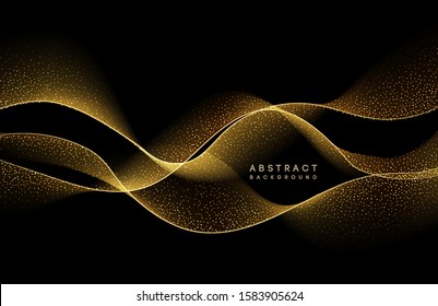 Abstract shiny color gold wave design element