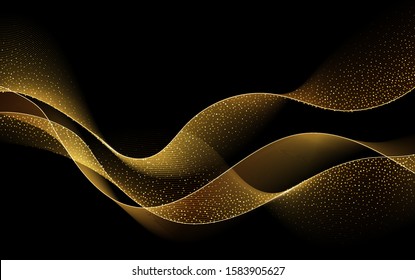 Abstract shiny color gold wave design element