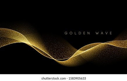 Abstract shiny color gold wave design element