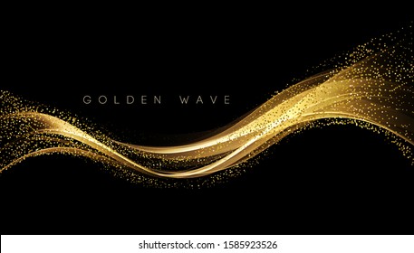 Abstract shiny color gold wave design element