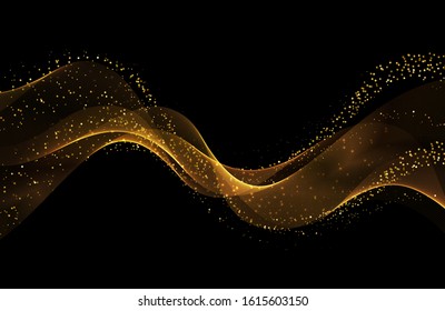 Abstract shiny color gold wave design element