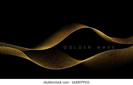 Abstract shiny color gold wave design element