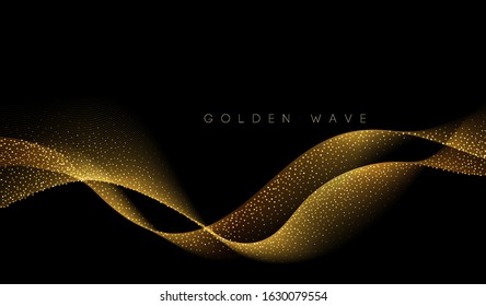 Abstract shiny color gold wave design element