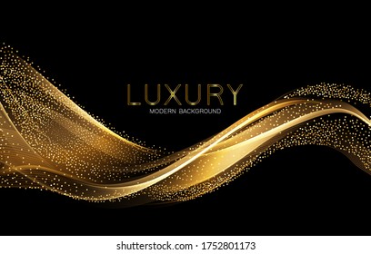 Abstract shiny color gold wave design element