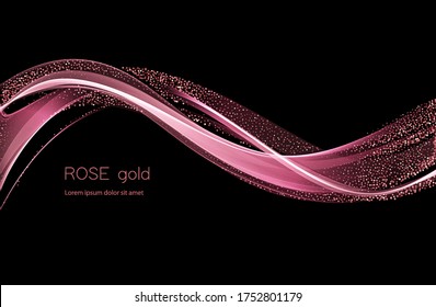 Abstract shiny color gold wave design element