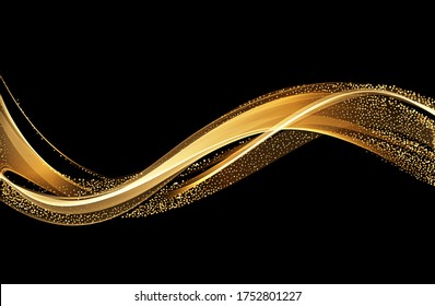 Abstract shiny color gold wave design element