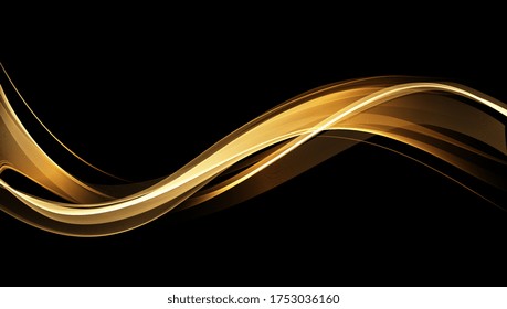 Abstract shiny color gold wave design element