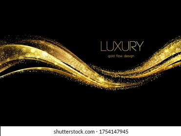 Abstract shiny color gold wave design element