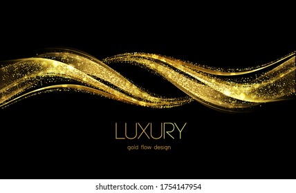 Abstract shiny color gold wave design element