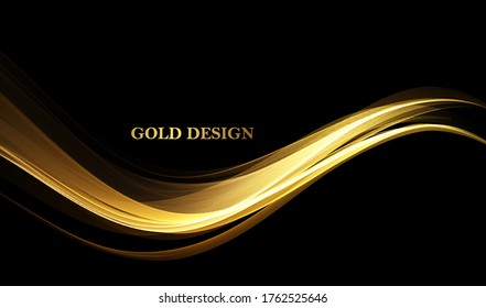 Abstract shiny color gold wave design element