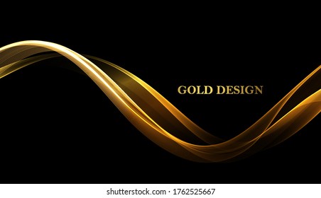 Abstract shiny color gold wave design element