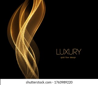 Abstract shiny color gold wave design element