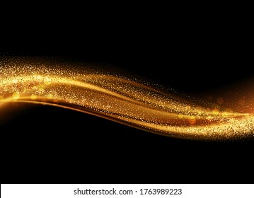 Abstract shiny color gold wave design element