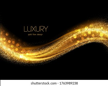 Abstract shiny color gold wave design element