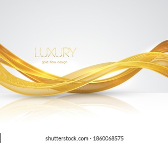 Abstract shiny color gold wave design element