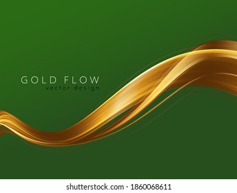 Abstract shiny color gold wave design element