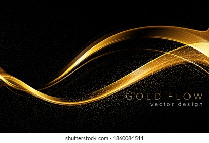 Abstract shiny color gold wave design element