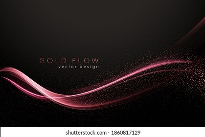 Abstract shiny color gold wave design element